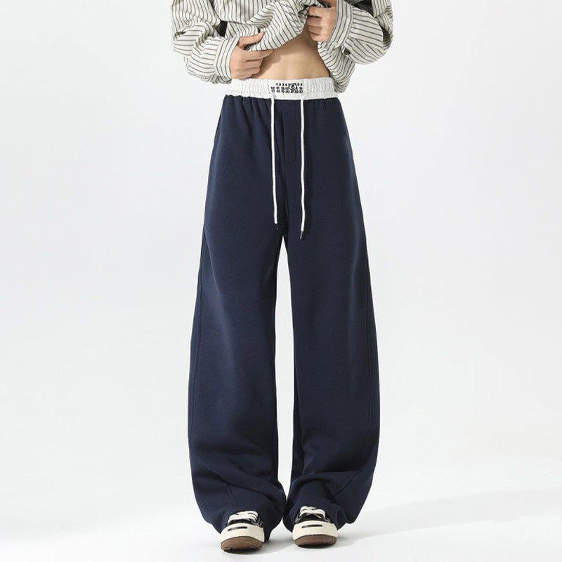 Women's Wide Lounge Pants with Elastic Waistband, Drawstring and Flowing Oversized Silhouette Mune Fashion