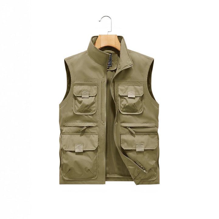 Men's photographer and outdoor utility vest with many multifunctional pockets and continuous zipper Mune Fashion