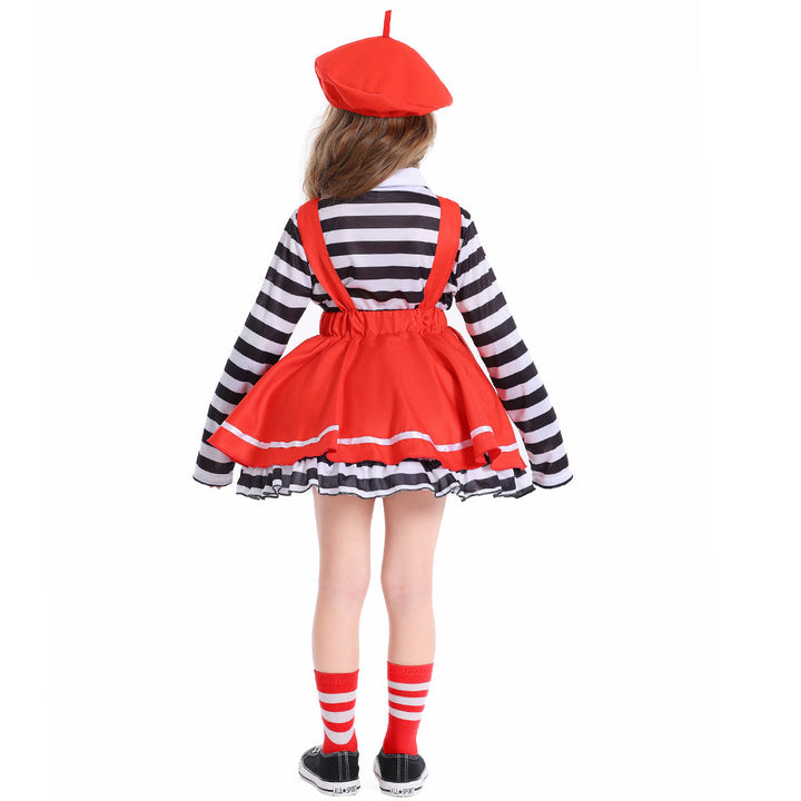 Girl's costume with striped top and swing skirt Mune Fashion