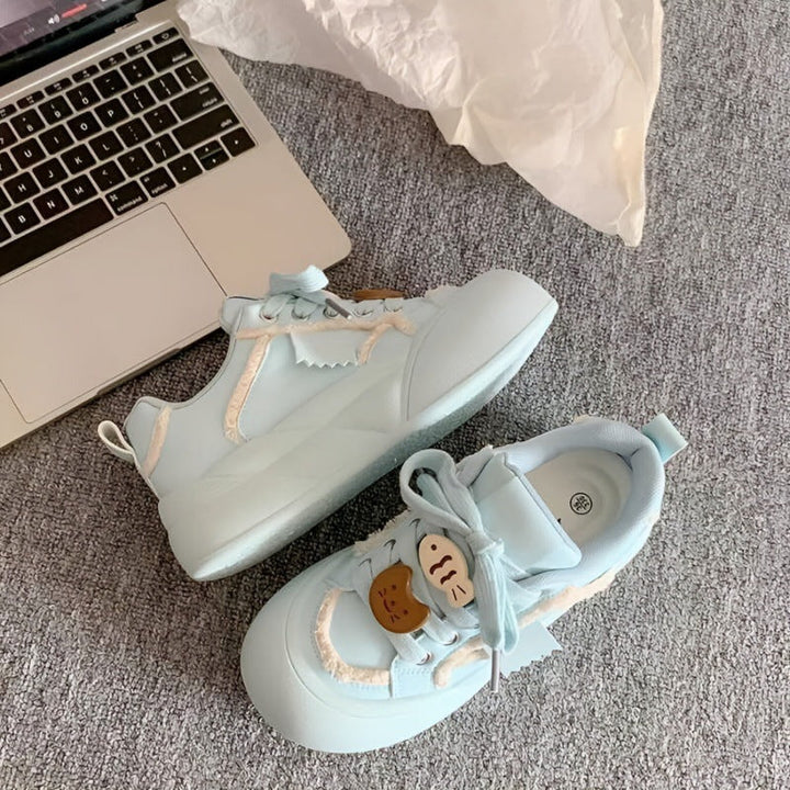 Women's Comfortable Sneakers with Bulky Sole and Playful Lace Details Mune Fashion