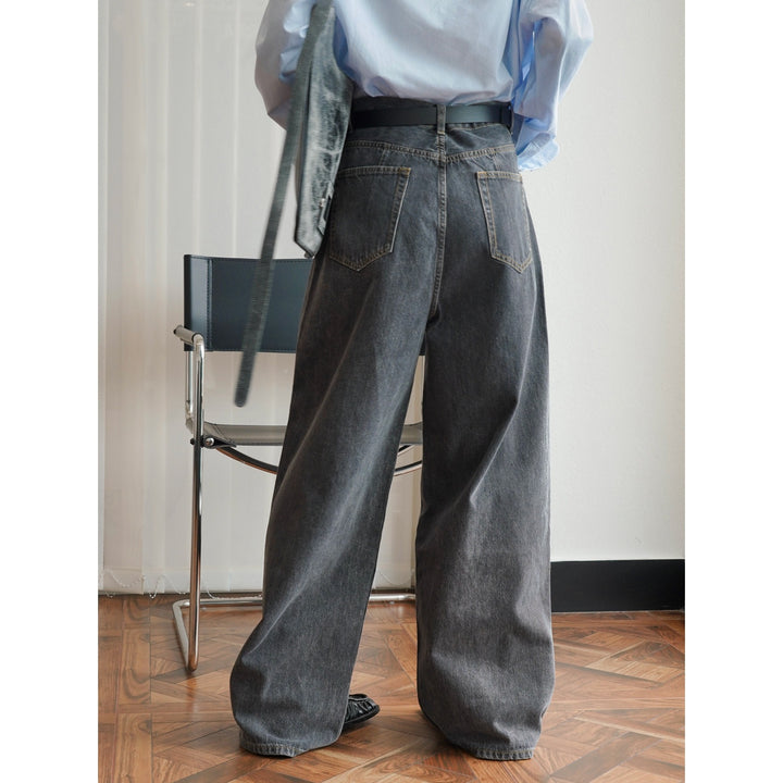 Women Extra Wide High-Waist Denim Baggy Culotte with Deep Crotch and Light Vintage Wash Mune Fashion