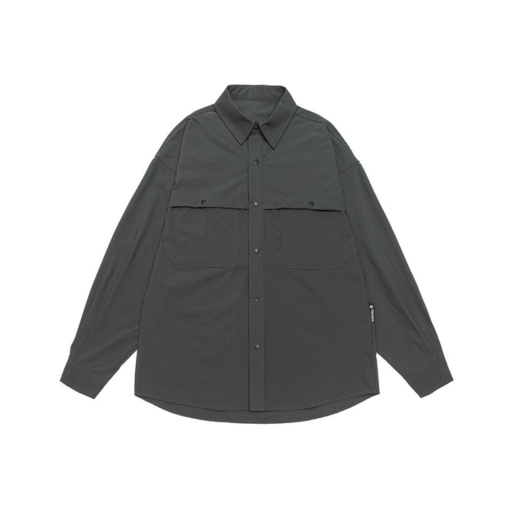 Unisex Oversized Shirt Jacket in Utility Style with Snap Button Placket Mune Fashion