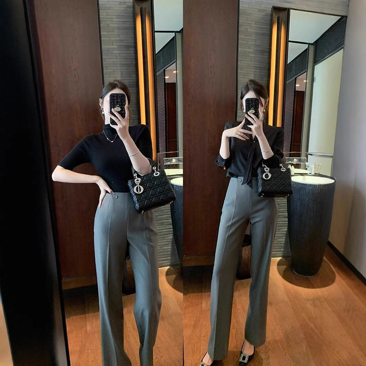 Women's Elegant and High-Waisted Suit Pants Drune