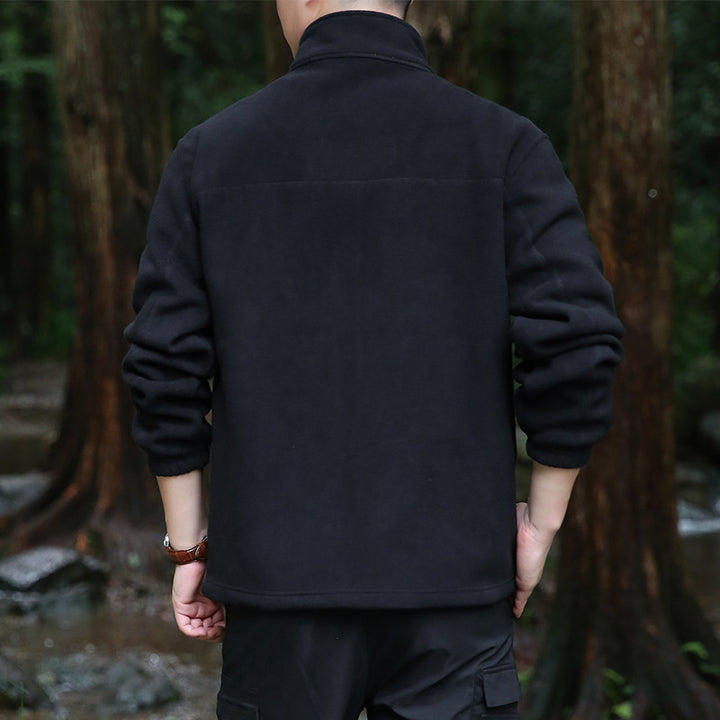 Men's Thermal Microfleece Outdoor Jacket with Stand-Up Collar, Waterproof Chest Zip Pocket Mune Fashion