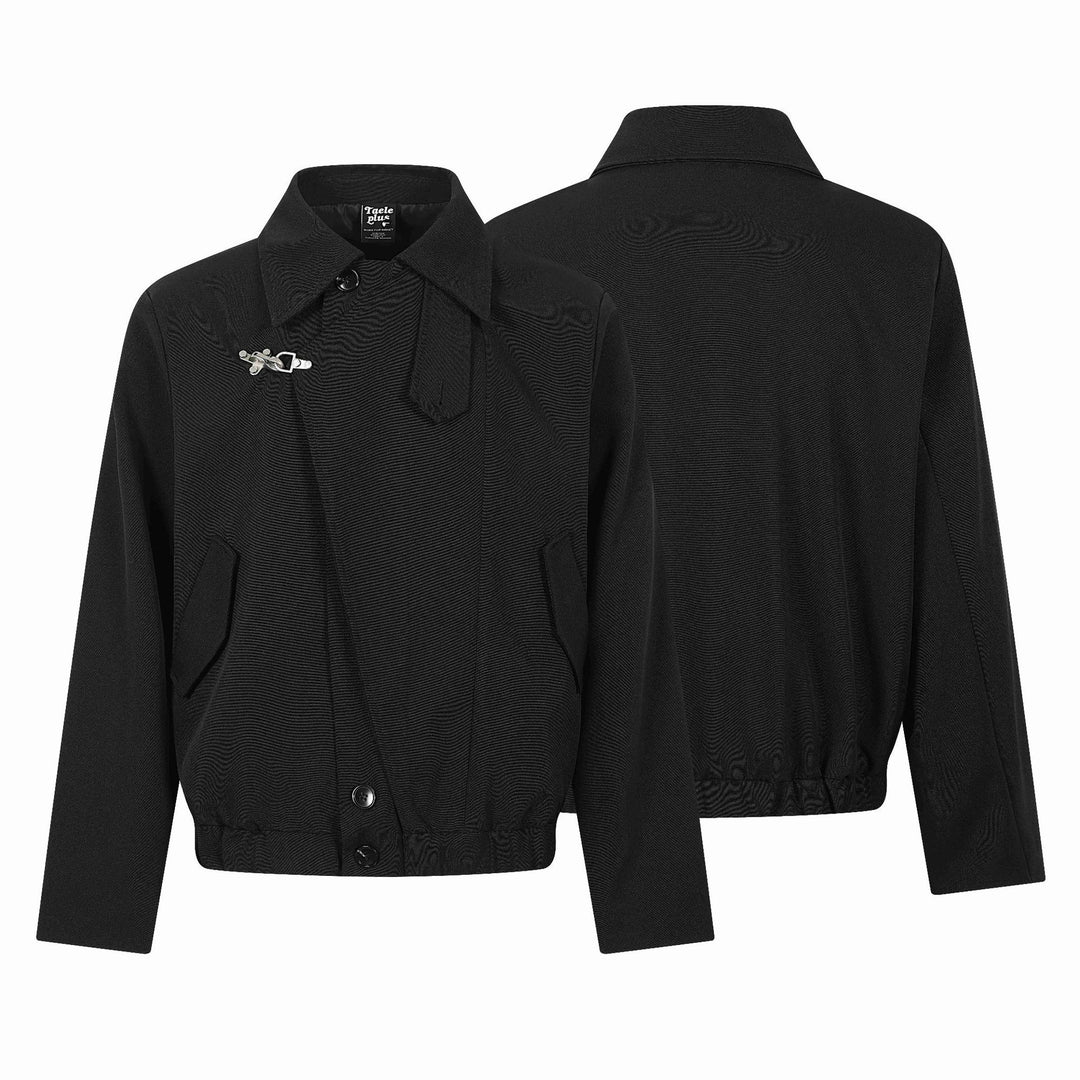 Ladies short blouson in overshirt style with distinctive shirt collar and metal hook closure Mune Fashion
