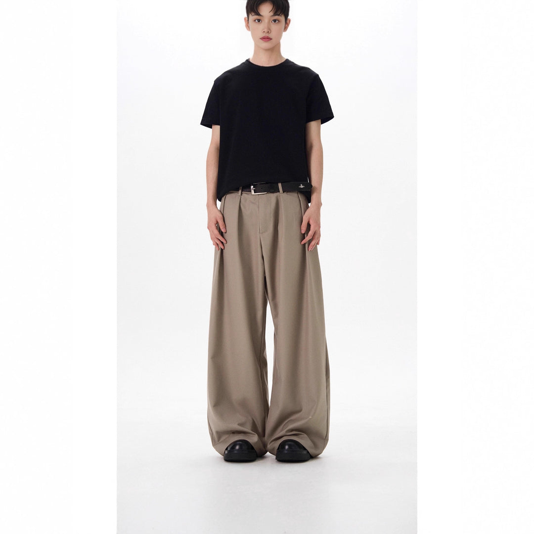 Men's Elegant Wide-Cut Fabric Trousers Mune Fashion