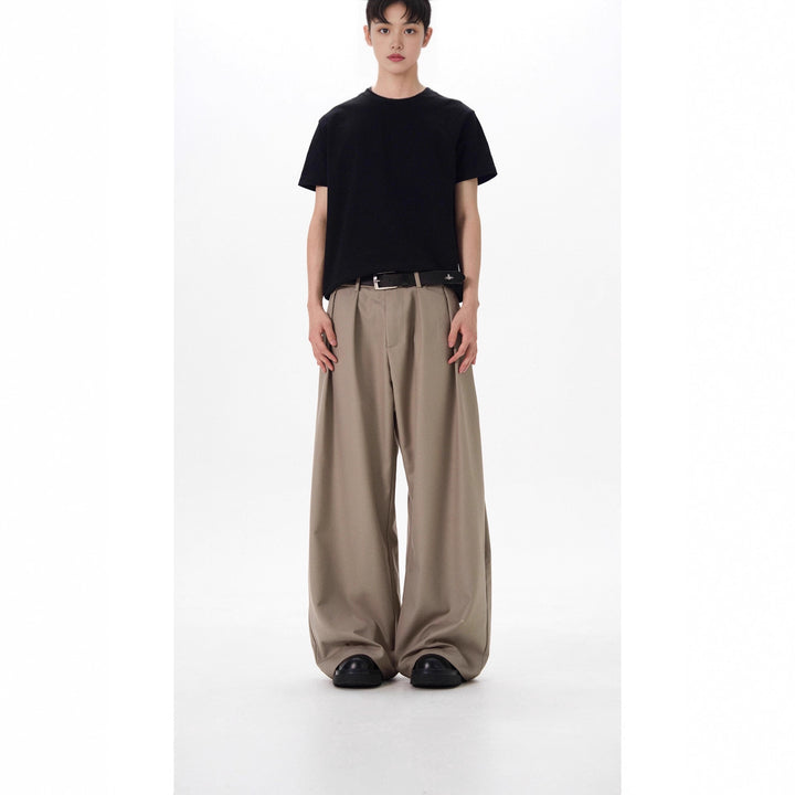 Men's Elegant Wide-Cut Fabric Trousers Mune Fashion