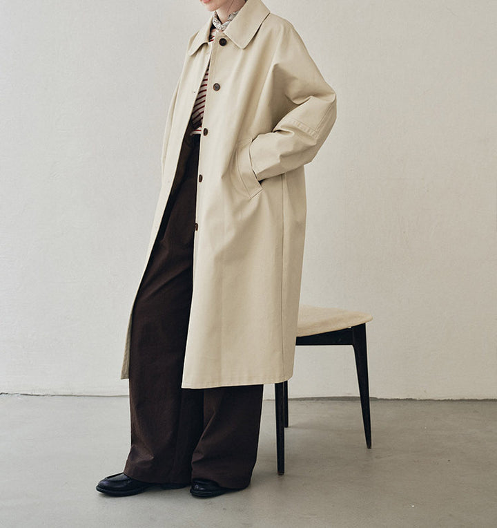 Women Elegant Trench Coat with Double Breasted Mune Fashion