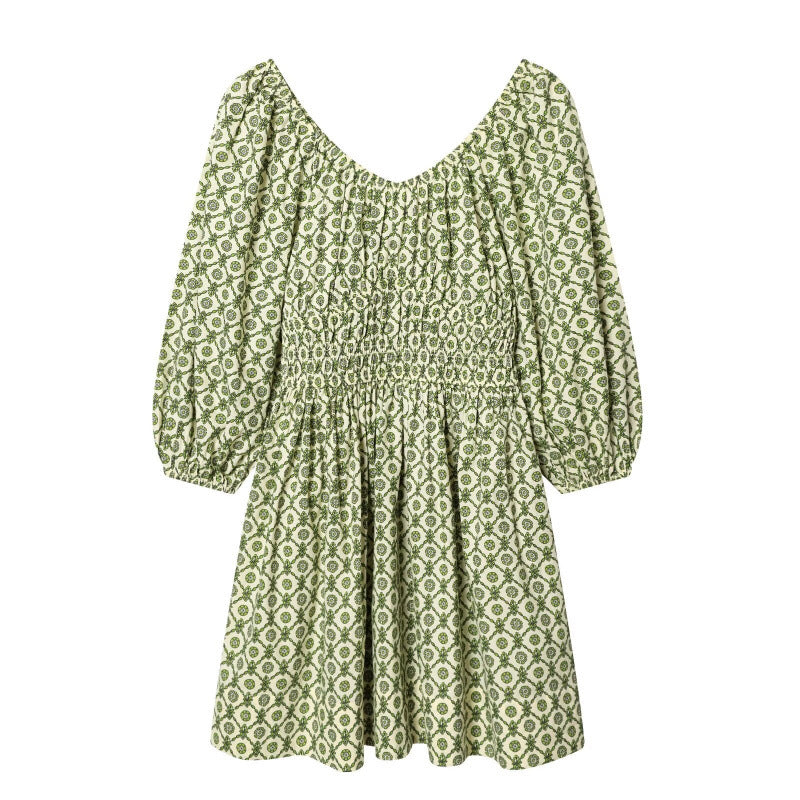 Women's floral dress with smocked waist and voluminous puff sleeves Mune Fashion