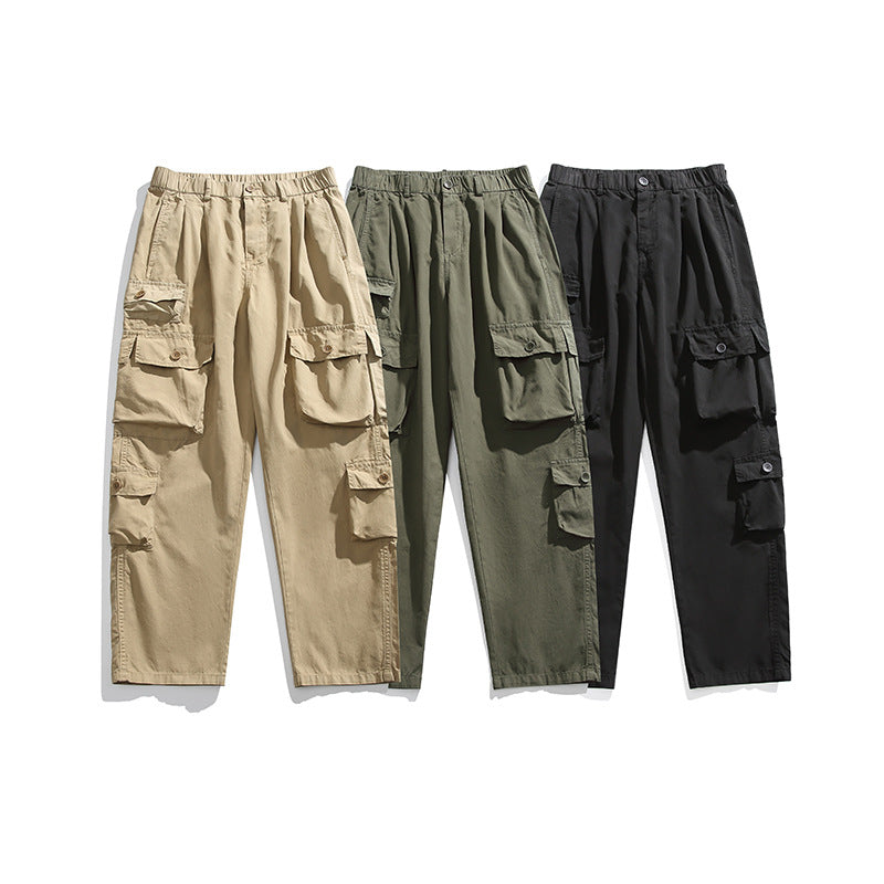 Men's Lightweight Relaxed Cargo Pants with Elastic Waistband and Multiple Pockets Mune Fashion