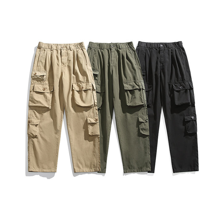 Men's Lightweight Relaxed Cargo Pants with Elastic Waistband and Multiple Pockets Mune Fashion