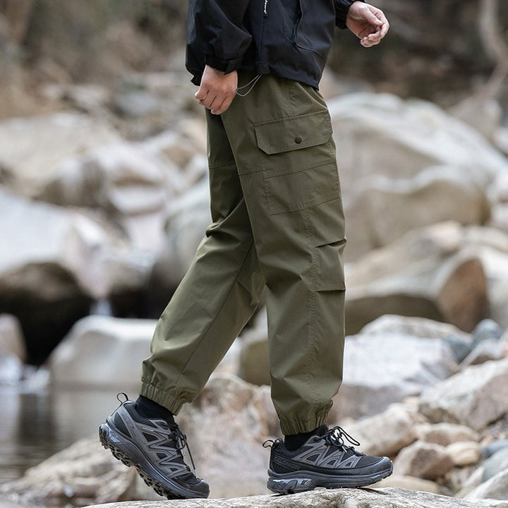 Men's Wide Relaxed Cargo Leisure Pants with Drawstring Waist & Multifunctional Pockets Mune Fashion