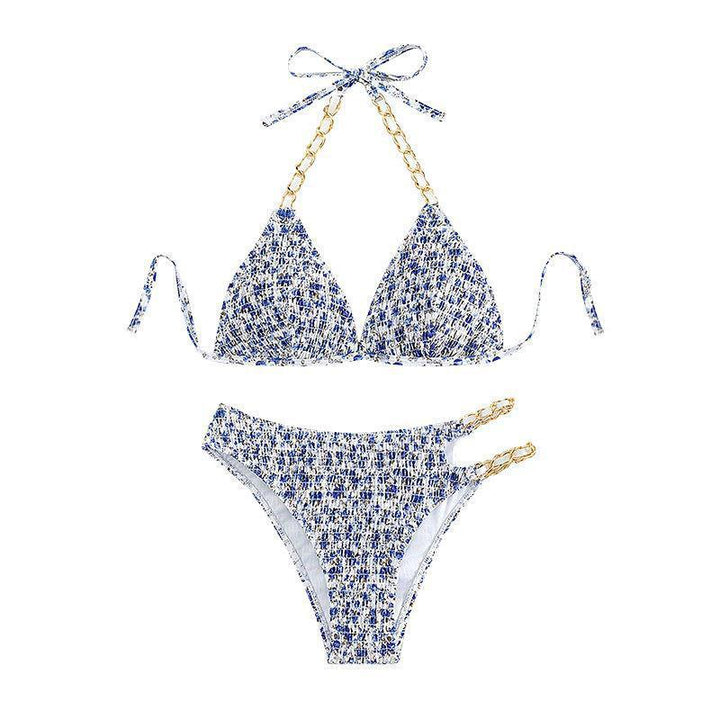 Ladies Bikini Set with elegant chain detail and floral pattern Mune Fashion