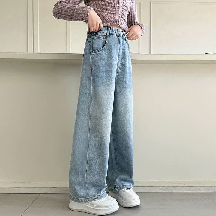 Women's wide denim pants with high-waisted cut Mune Fashion