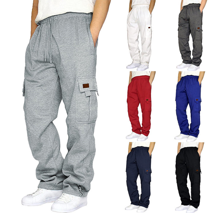 Men's tapered sweat cargo pants with elastic waistband, drawstring, and flap pockets Mune Fashion