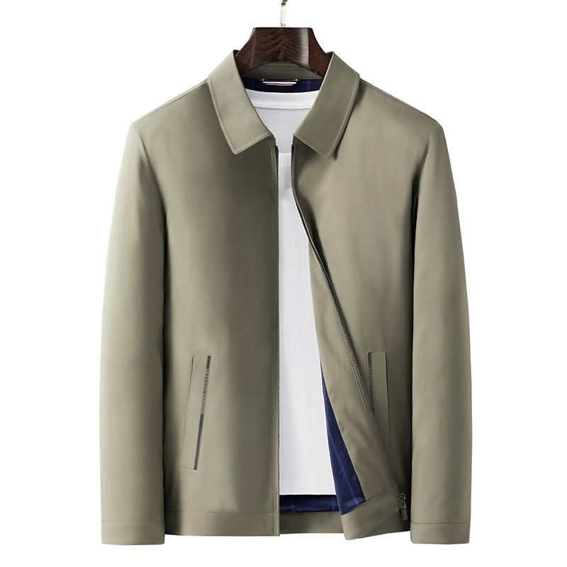 Men's Minimalistic Lightweight Transition Jacket with Shirt Collar, Concealed Zipper & Side Zipper Pockets Mune Fashion