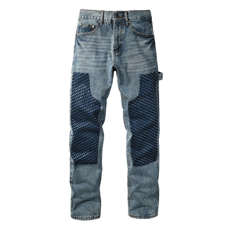 Men's Fashion Denim Pants with Contrast Patches Mune Fashion