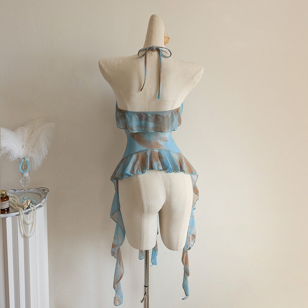 Women's beach dress with transparent ruffles Mune Fashion