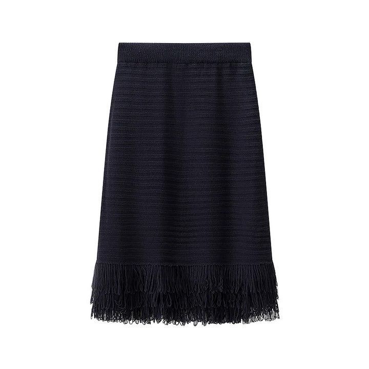 Women's crocheted openwork cardigan with fringe trim and boxy silhouette Mune Fashion