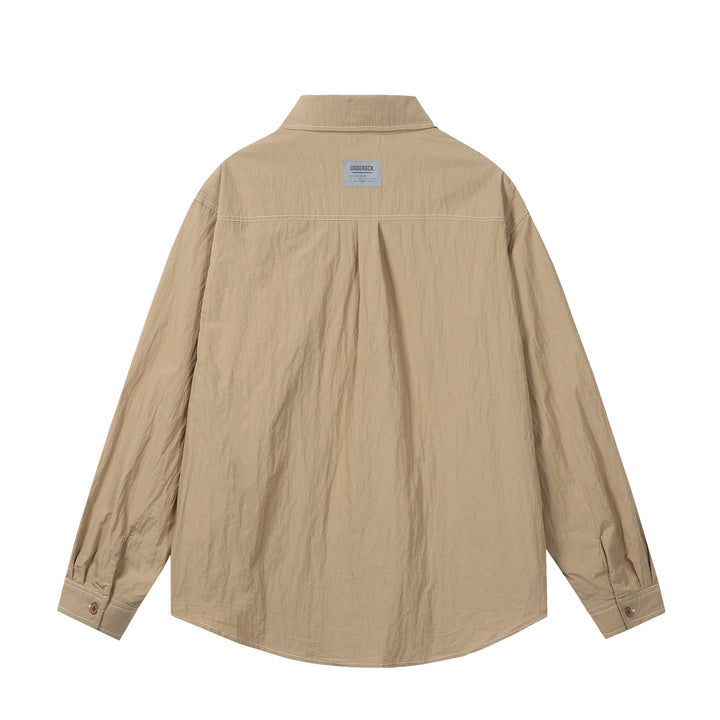 Unisex Oversize Shirt Jacket with prominent contrast stitching and patch chest pockets Mune Fashion