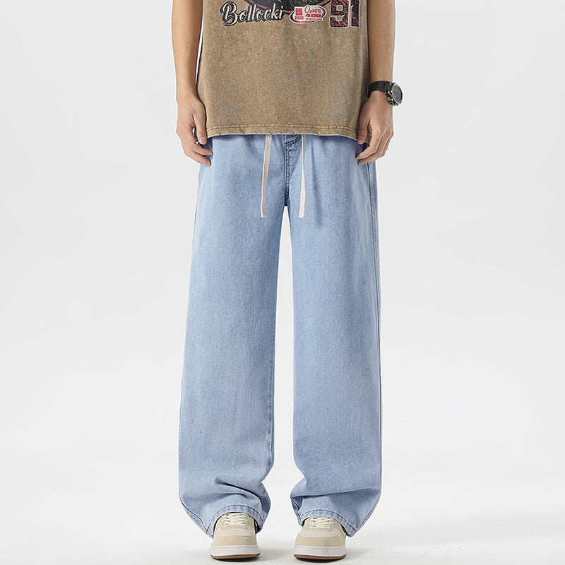Men's Oversize Denim Baggy Pants with Drawstring and Stonewashed Cotton Mix Mune Fashion