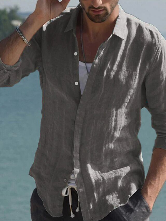 Men's Casual Linen Shirt Mune