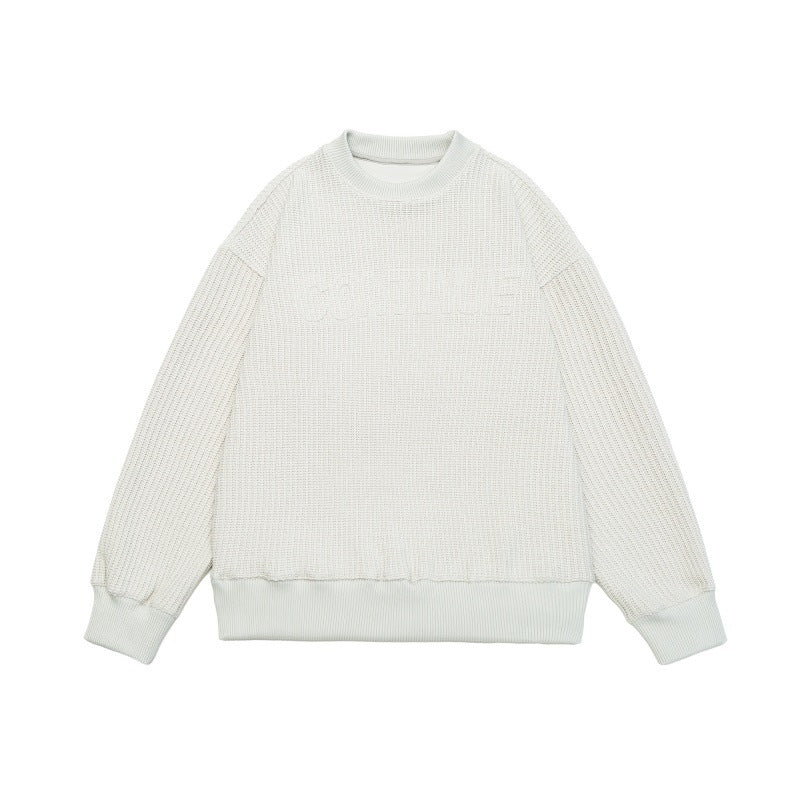 Unisex Boxy Knit Sweater with chunky ribbed texture and round neck Mune Fashion