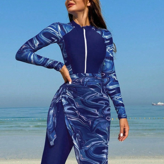 Ladies Sporty Bathing Suit with Elegant Wrap Skirt Mune Fashion