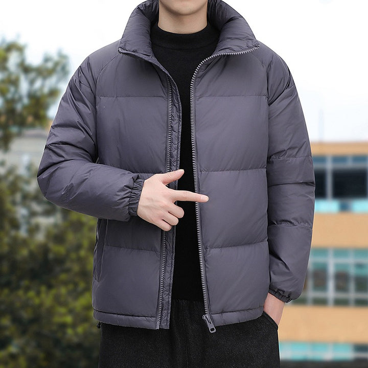 Men's Short Cut Thermoregulating Puffer Jacket with High Standing Collar & Two-Way Zipper Mune Fashion