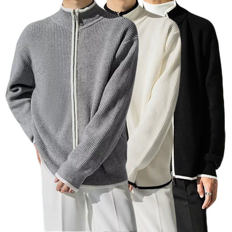 Men's Fashionable Cardigan with High Collar Mune Fashion