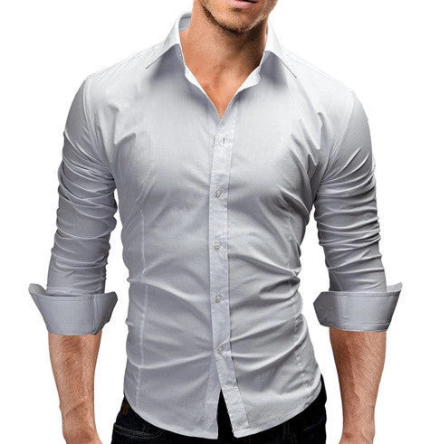 Men's tailored business shirt with cutaway collar and stretch cotton blend Mune Fashion