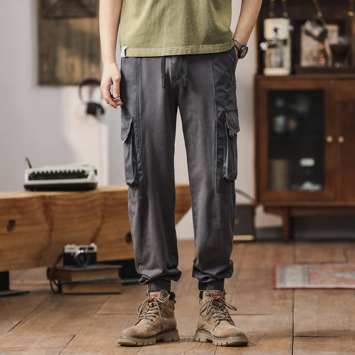 Men's Loose-Fit Cargo Jogging Pants with Elastic Waistband and Multiple Pockets Mune Fashion