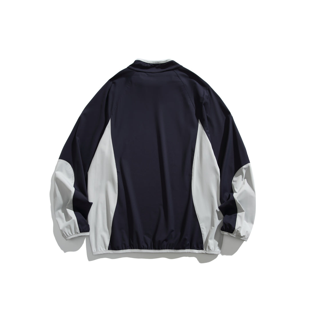 Unisex Oversize Windbreaker Pullover with Stand-up Collar and Contrast Panels Mune Fashion