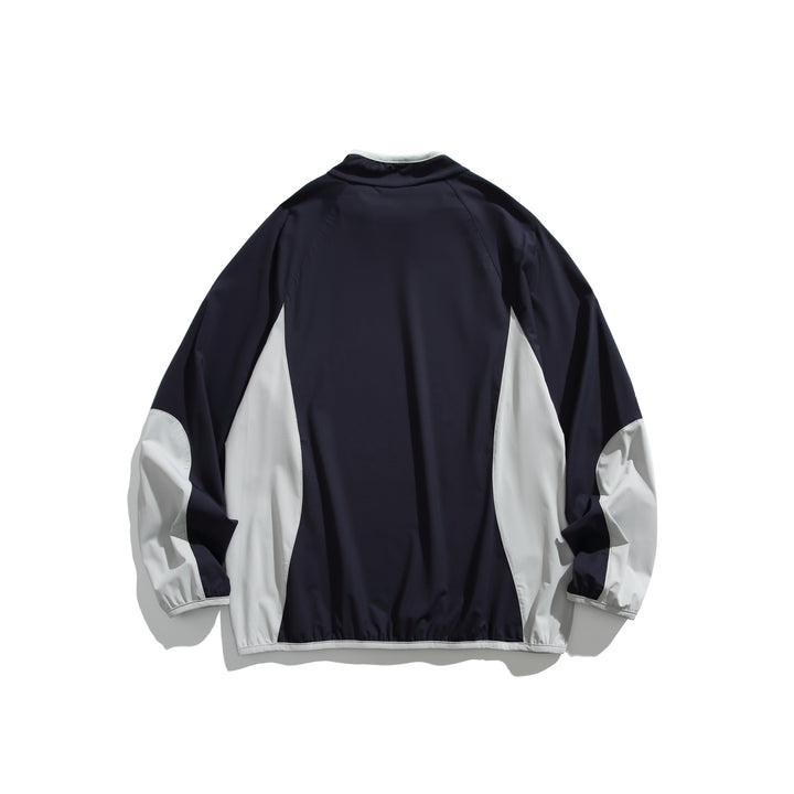 Unisex Oversize Windbreaker Pullover with Stand-up Collar and Contrast Panels Mune Fashion