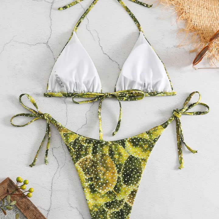 Ladies triangle bikini with playful pattern and adjustable ties Mune Fashion