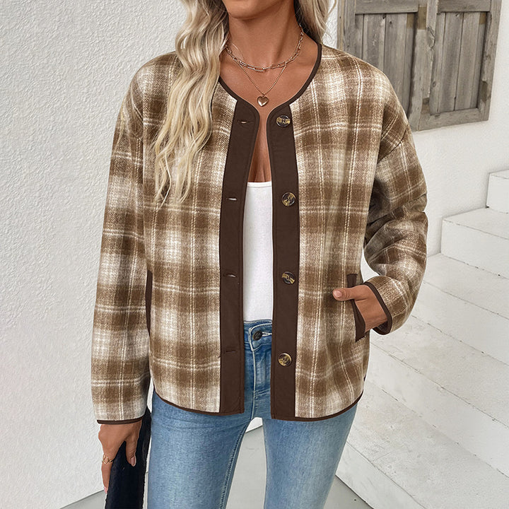 Women's fleece jacket in check pattern Mune Fashion