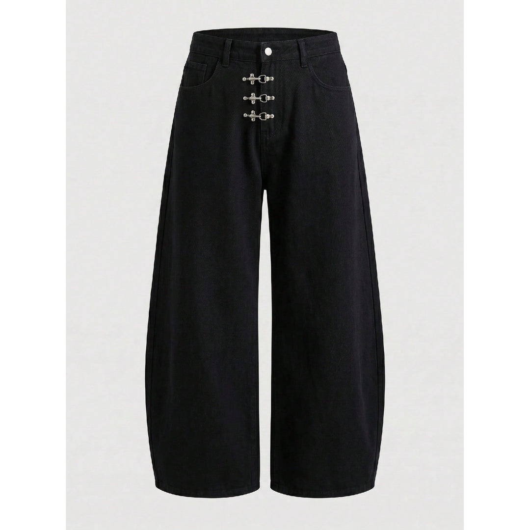Men's Loose-Fit Denim Jeans with Decorative Buttons Mune Fashion
