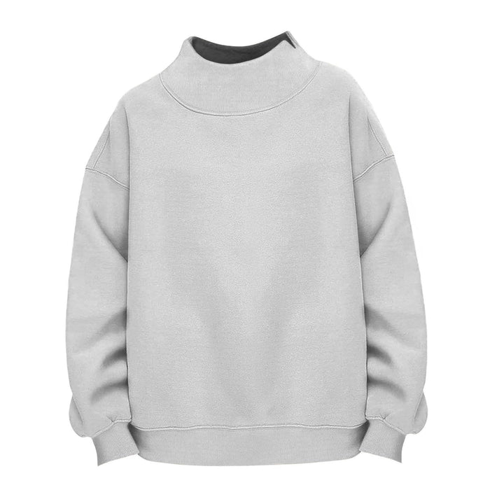Women Casual Funnel-Neck Sweatshirt in Oversized Cut with Dropped Shoulder Mune Fashion