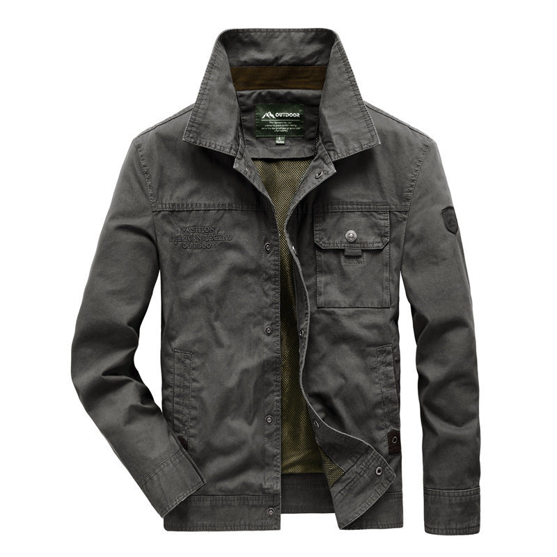 Men's Urban Canvas Utility Blouson with Stand-up Collar, Mesh Lining and Chest Flap Pocket Mune Fashion