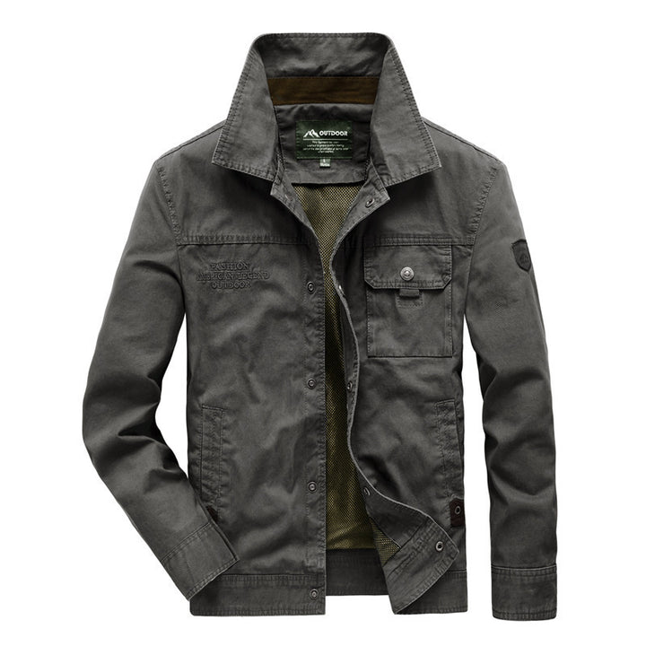 Men's Urban Canvas Utility Blouson with Stand-up Collar, Mesh Lining and Chest Flap Pocket Mune Fashion
