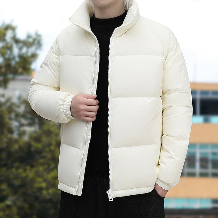 Men's Short Cut Thermoregulating Puffer Jacket with High Standing Collar & Two-Way Zipper Mune Fashion