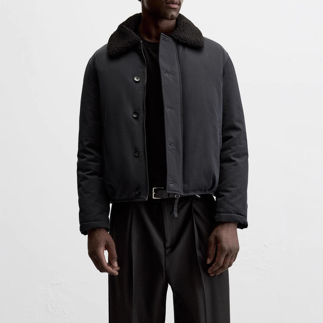 Men's short-cut blouson with teddy collar and adjustable hem Mune Fashion
