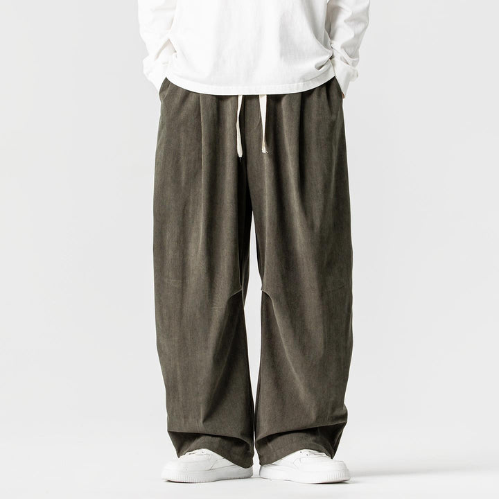 Men's wide cord pants with drawstring, pleats, and relaxed fit Mune Fashion