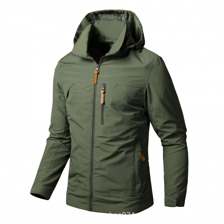 Men's lightweight water-repellent softshell jacket with hood and safety zipper Mune Fashion