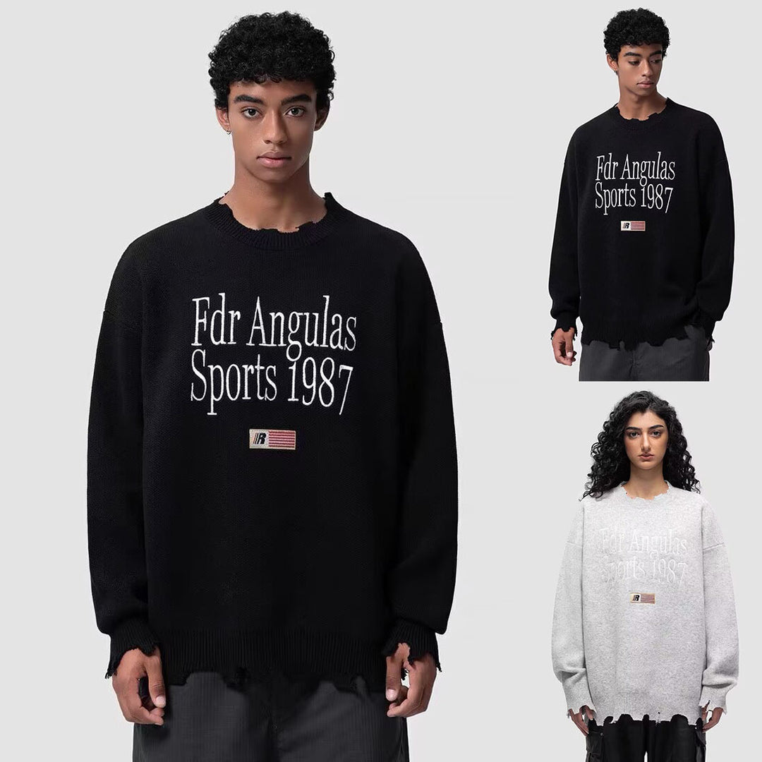 Men's chunky knit sweater with unique graphic design Mune Fashion