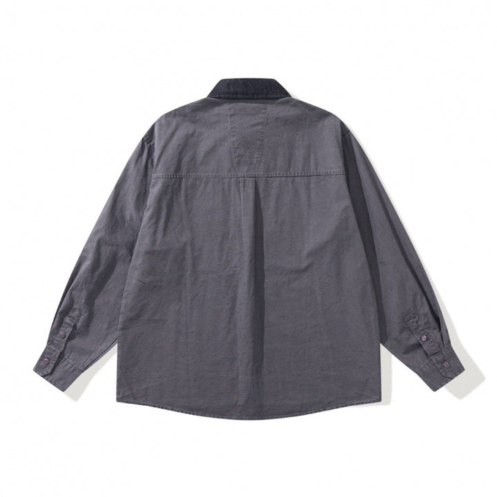 Men's Oversized Shirt Jacket with Cord Collar, Chest Pocket and Stud Detail Mune Fashion