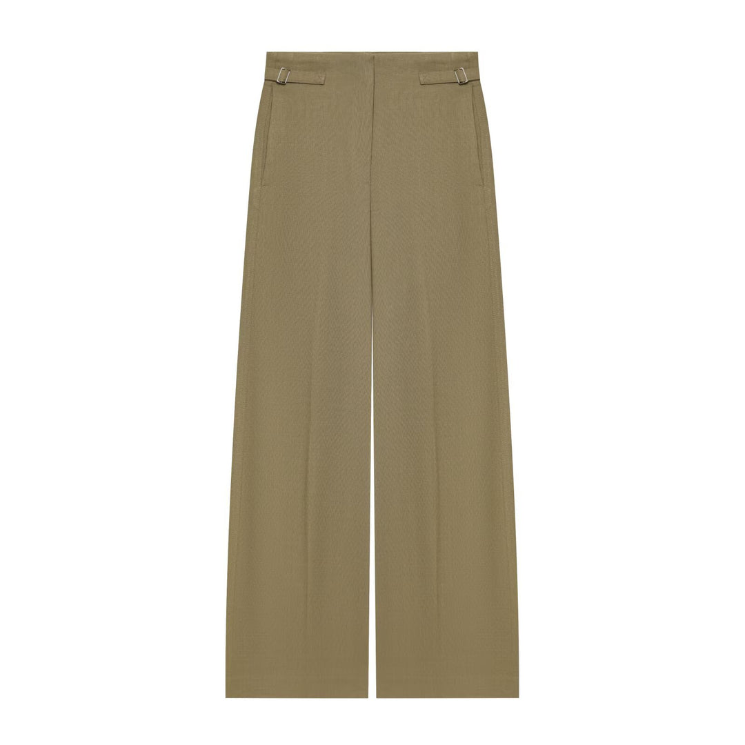 Women's Wide High Waist Culotte Pants with clear front seam and side waist straps Drune