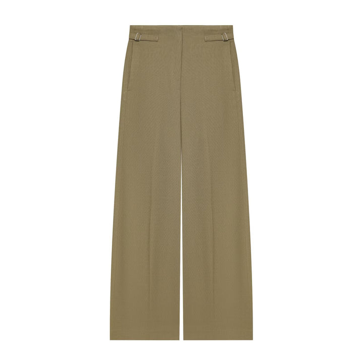 Women's Wide High Waist Culotte Pants with clear front seam and side waist straps Drune