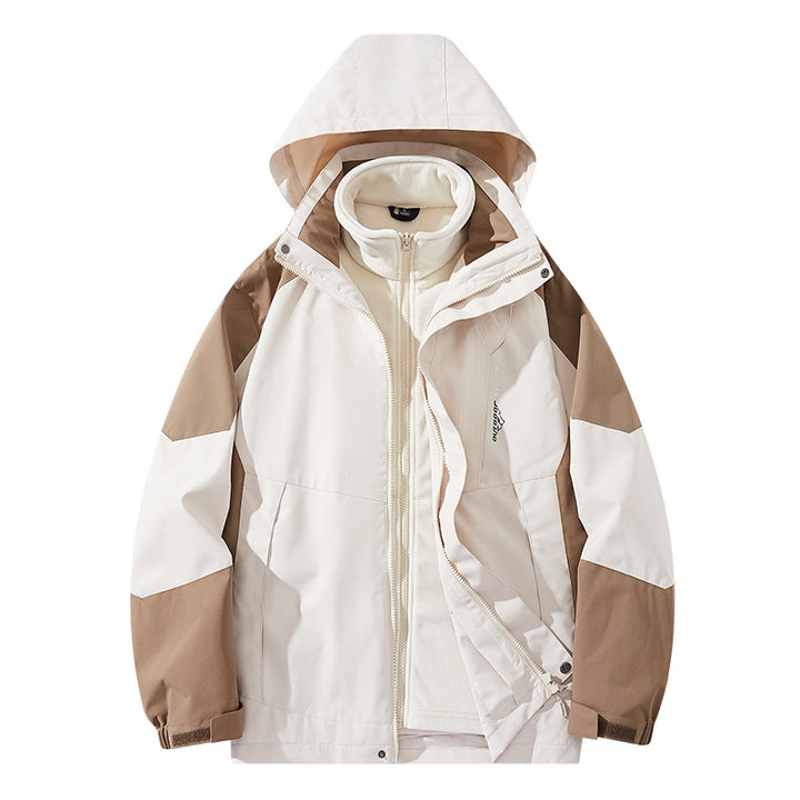 Men's water-repellent two-layer trekking jacket with removable fleece inner jacket and hood Mune Fashion