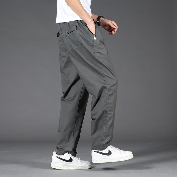 Men's Light Relaxed-Fit Chino Pants with Elastic Waistband & Straight Leg Mune Fashion